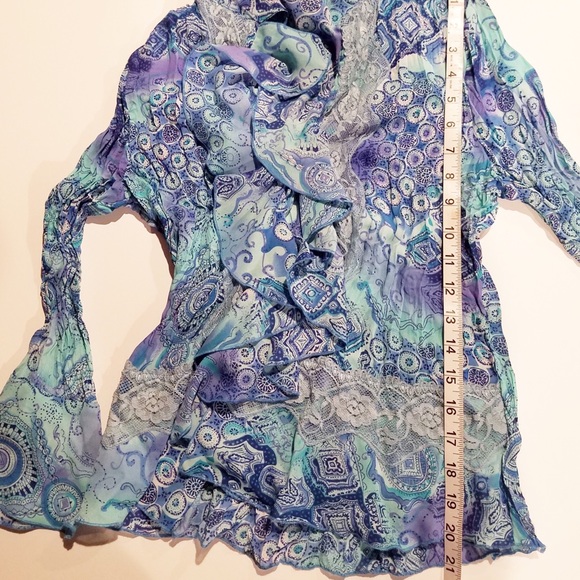 Allison Taylor Blue Design Stretch Button-Up. 285 - Picture 8 of 8